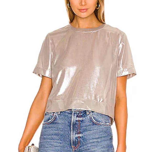 rag & bone Tops - NWT rag & bone Gia Cropped Silver Metallic Tee | S